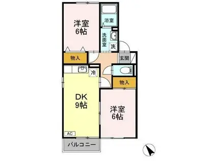 コルヌスガーデン B(2DK/2階)の間取り写真