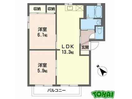 セレソ末広A(2LDK/2階)の間取り写真