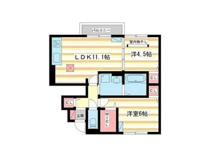 エトワール(2LDK/1階)の間取り写真