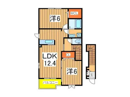 ポンム・ド・テールⅡ(2LDK/2階)の間取り写真