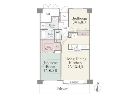 ミ・アモール(2LDK/2階)の間取り写真