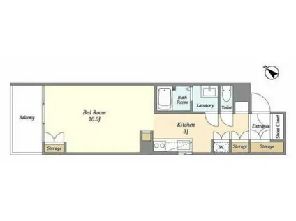 K2フラット(ワンルーム/6階)の間取り写真