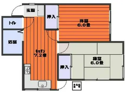 レインボー21(2DK/1階)の間取り写真