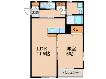 ディアコート(1LDK/1階)の間取り写真