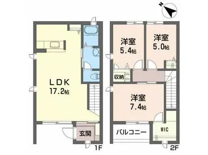 ソレアード・シェソワB(3LDK/1階)の間取り写真