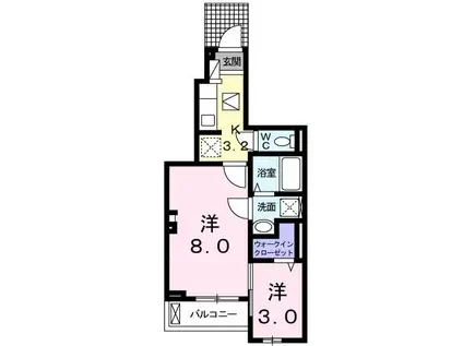 グリーンハイムゼロ2(2K/1階)の間取り写真