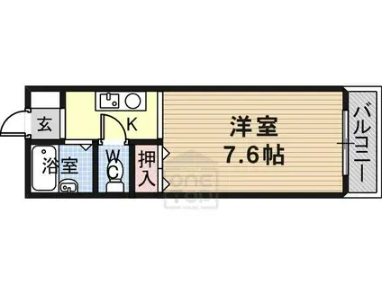 ヴィユーフルーヴ2(1K/2階)の間取り写真