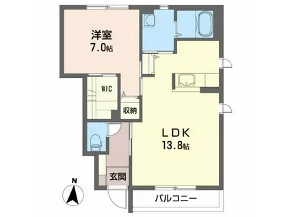 カーサ・ラ・セレーノ II(1LDK/1階)の間取り写真