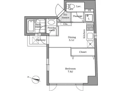 レジディア文京千石(1DK/2階)の間取り写真