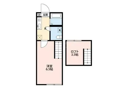 メゾンスーリール弐番館(1K/1階)の間取り写真