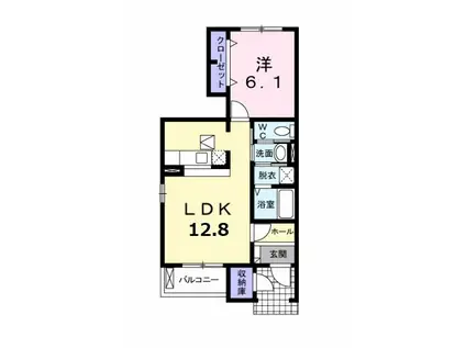 トワニ-・K II棟(1LDK/1階)の間取り写真