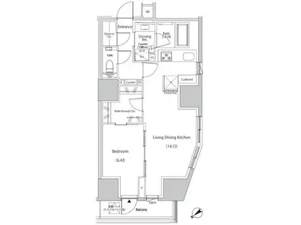 ザ・パークハビオ市ヶ谷ウエスト(1LDK/9階)の間取り写真