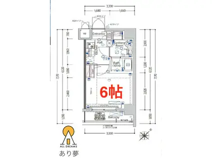 ラヴェニール東神奈川(1K/3階)の間取り写真
