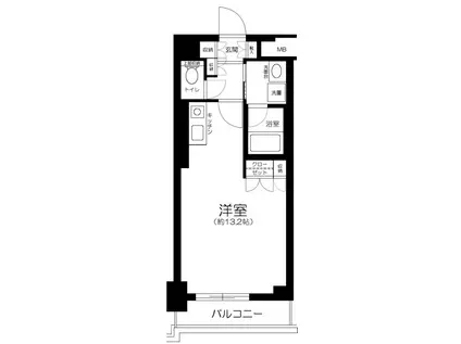 ティーズガーデン六郷土手(ワンルーム/3階)の間取り写真