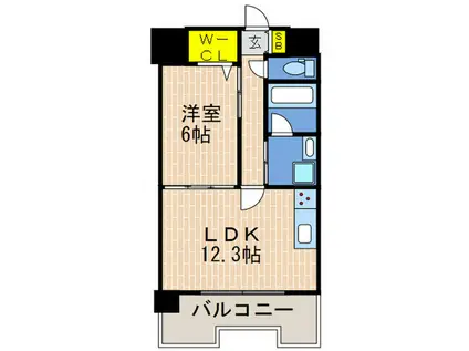 エルイソベ三宮(1LDK/3階)の間取り写真