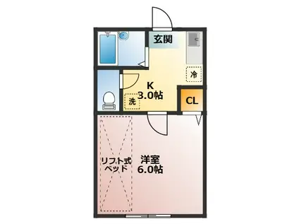 フルハピネス(1K/2階)の間取り写真