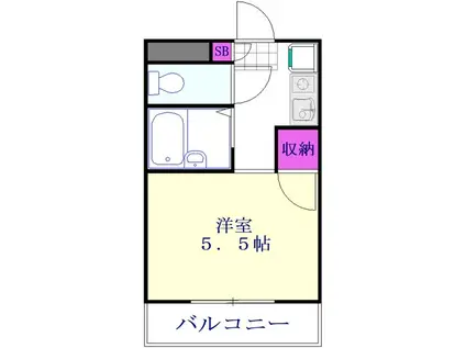 ドミール松原団地(1K/1階)の間取り写真