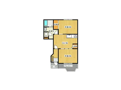 ボヌール・ヴィラ佐藤A(2DK/1階)の間取り写真