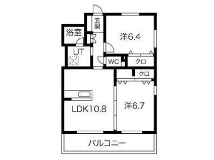 シャルム城町(2LDK/1階)の間取り写真
