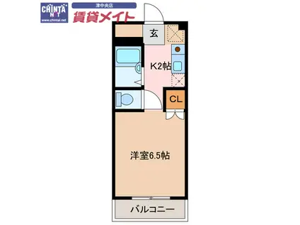 ラフィネ江戸橋(1K/1階)の間取り写真