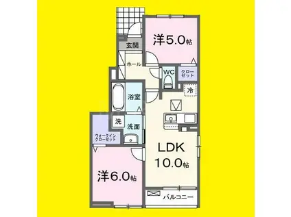 エスペリア(2LDK/1階)の間取り写真