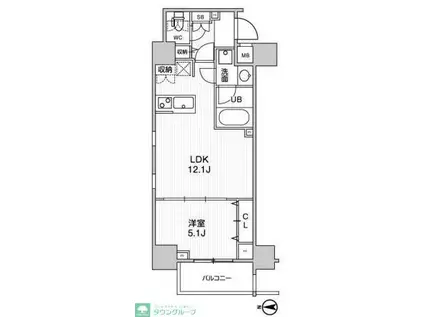 ステージグランデ錦糸町II(1LDK/2階)の間取り写真