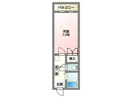 ハイツリコ(1K/3階)の間取り写真