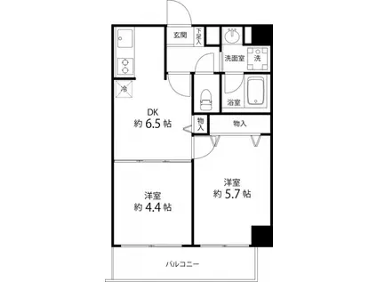 ティーズガーデン西八王子ウエスト(2DK/3階)の間取り写真