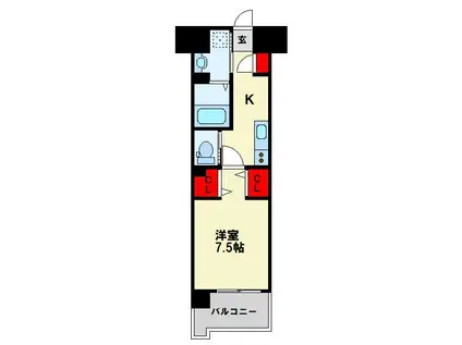 ウィングス西本町(1K/14階)の間取り写真