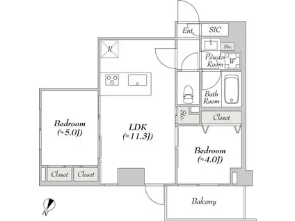 ルミーク本町ウエスト(2LDK/1階)の間取り写真