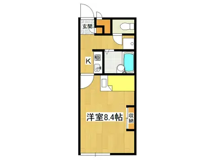 ウィステリア(1K/2階)の間取り写真