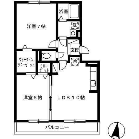 フォンティーヌ(2LDK/3階)の間取り写真