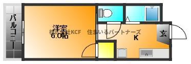 フォーサイト上津RII(1K/3階)の間取り写真
