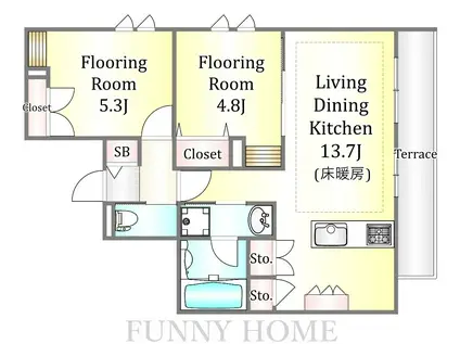 SKY GARDEN(2LDK/1階)の間取り写真