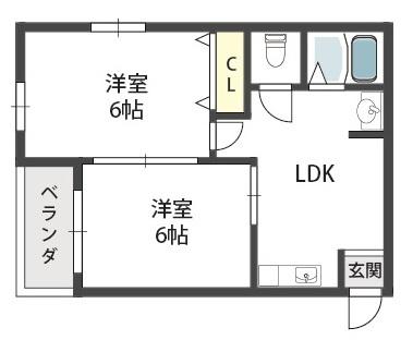 ニッコーハイツ(2LDK/2階)の間取り写真