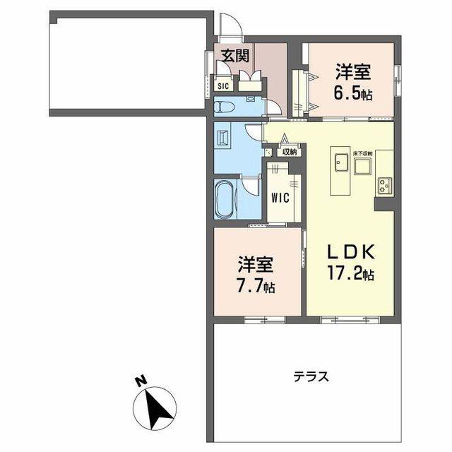 クレイエール(2LDK/1階)の間取り写真