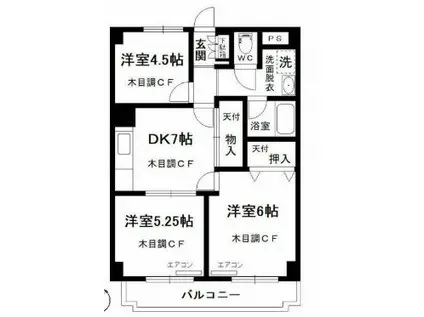 パシフィック横浜(3DK/6階)の間取り写真