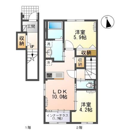 桜テラス(2LDK/2階)の間取り写真