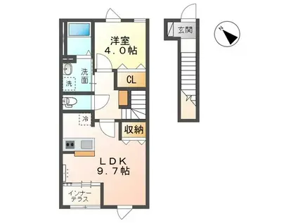 エス フィオーレ(1LDK/2階)の間取り写真