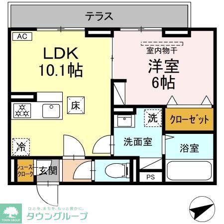 CHATEAU AVENIR 調布(1LDK/1階)の間取り写真