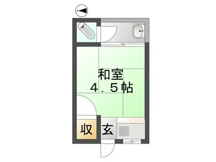 若竹荘(ワンルーム/2階)の間取り写真