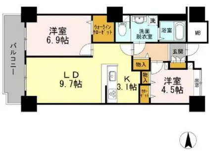 品川シーサイドビュータワーI(2LDK/26階)の間取り写真
