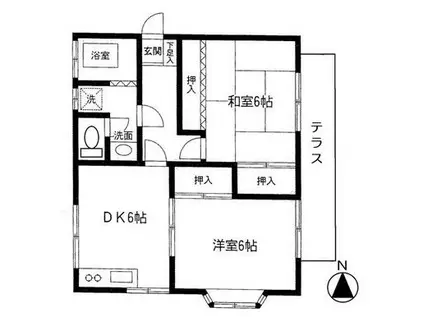 コーポ横山(2DK/1階)の間取り写真