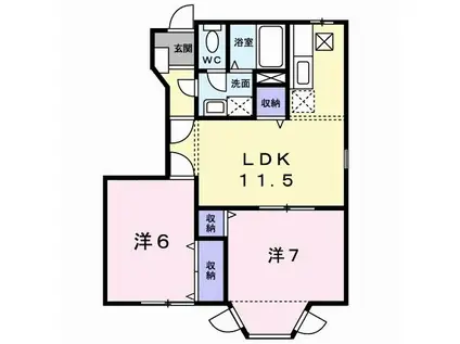 ハピネス村田A(2LDK/1階)の間取り写真