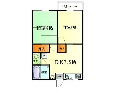 グランデュール根岸(2DK/1階)の間取り写真