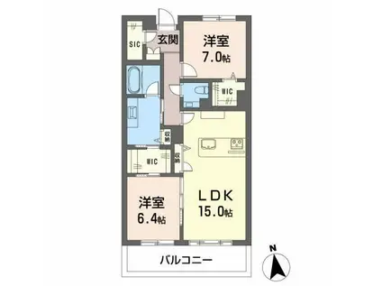 フォレナ神山(2LDK/1階)の間取り写真