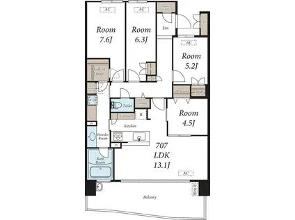 HARUMI FLAG SEA VILLAGE E棟(4LDK/7階)の間取り写真