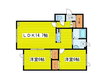 グランディハイム(2LDK/1階)の間取り写真