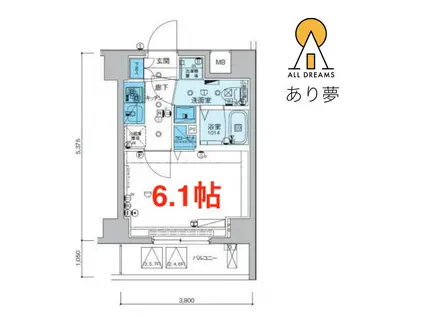 リヴシティ横濱インサイト(1K/4階)の間取り写真