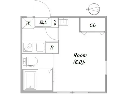 フラット清水(1K/1階)の間取り写真